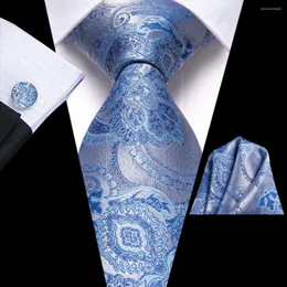 Corbatas de lazo azul claro Siler Floral seda boda corbata para hombres Handky gemelos regalo corbata moda fiesta de negocios Dropship Hi-Tie Design
