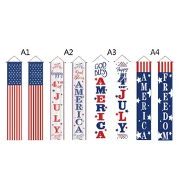 Flagi banerowe 4 lipca znak weranda American Patriotic Door Decoration Dekoracja Bożego Narodzenia Banner Wiszący Banner na podwórko Hal na zewnątrz G230524