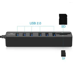 HUB 3.0 Multi USB 2.0 عالية السرعة 6 المنافذ SD/TF CARD ADERER محول الفضول لجهاز الكمبيوتر المحمول للكمبيوتر