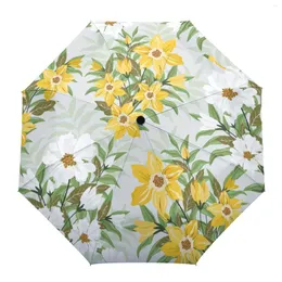 Ombrelli Pianta tropicale Fiore Foglie Stampa Donna Uomo Ombrello da pioggia Tre ragazza pieghevole Ombrellone regalo automatico portatile durevole