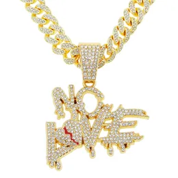naszyjnik na męski łańcuch kubański łączy złote łańcuchy lodowe biżuterię z spliką w zawieszki Naszyjnik z połamanymi literami diamentowymi