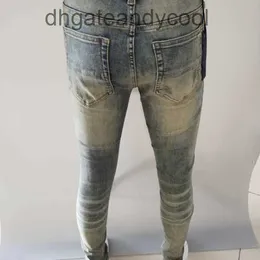 Denim amirres jeans designer byxor man mode varumärke ungdomar smala fit jeans beige kniv skrapa vik elastiska små raka ben byxor amr ny t1xo