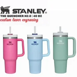 1pc Stock 40oz Hot Pink Stan-le-le-le-le-lego tumblers tumblers Staley Staley Cups Congs مقبض قش قشور كبيرة من الزجاجات المائية في الهواء الطلق Azalea GJ0524