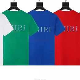Tasarımcı Moda Giyim Amires Tees Am Tshirt 2023 Moda Markası Amies Mektup Baskı Çift At Yuvarlak Boyun Tshirt Kısa Kollu Üst Yarım Kollu Alt Gömlek