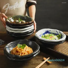 Dinnerware Sets Japanese And Korean Ceramic Bowls Irregular Fruit Salad Household Large Shaped Lamian Noodles Cooking Sashimi Bowls.