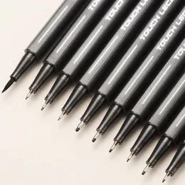 マーカー10pcsset Pigment Liner Micron Ink Marker Pen 005 01 02 03 04 05 Brush Tip Black Fineliner Sketching Manga Drawing 230523