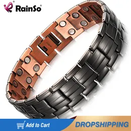 Armband Raino Fashion Copper Armband för Man Luxury Bio Energy Magnetic Bangles Hologram Längd 21,0 cm Girls Jewerly Handkedja