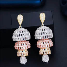 Urok Delicate Gold Semicricle Earring Designer for Woman Party White American White Aaa AAA Diamentowe kolczyki Bride Wedding zaręczynowe Biżuteria