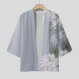 Men's Casual Shirts Kimono Man Yukata Samurai Floral Print Japanese Shirt Clothing Traditional Haori Women Harajuku Cardigan For Men