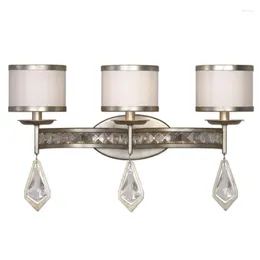 Vägglampa importerad Dartworth Old Champagne Silver Tre-Head Mirror Headlight