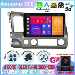 Honda Civic 2005-2012 için 2g 4G Android 12 Araba Stereo Radyo Multimedya Video Oynatma GPS Kafa Birimi Carplay Monitor-4