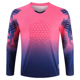 Men's T-Shirts Football Long Sleeves Gradient Goal Keeper Uniforms Sport Training Breathable Top Soccer Chest Pad Spring Autumn Jersey 230524