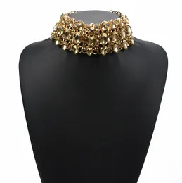 Chokers Za Crystal заявление о ожерельях -ожерельях женские ювелирные украшения мода Большой нагрудник Большой воротничный колье прозрачное шампанское 230524