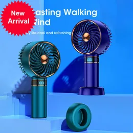 New Digital Display Fan Handheld Electric Fan Rechargeable Usb Desktop Mini Portable Student Tiktok Fan Strong Wind Long Endurance