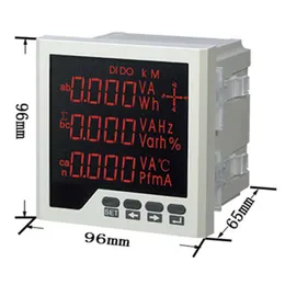 組み込み多目的電力メーターLEDデジタル3フェーズ電圧計量計AC電圧電流電力係数周波数測定