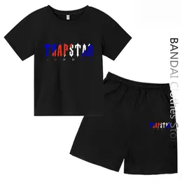 Комплекты одежды Summer Trapstar Tshirt Kids Boys Boys Shorts Sets Streetwear Suit Men Женская одежда для девочек спортивная одежда 230523