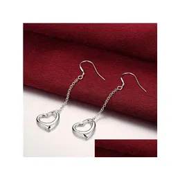 Dangle Chandelier Womens SterlingSier Mettated Love Heart Earrings GSSE086ファッション925プレートイヤリングギフトドロップ配達ジュエリーDHQGM