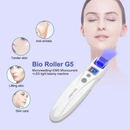 Elektrischer Bioroller G5 EMS Mikrostrom 2 Arten LED-Leuchten Blaues Licht Entzündungshemmendes rotes Licht Anti-Aging Reduziert Falten Vibrationsroller Mikronadelung