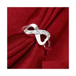 Eheringe Geschenk Inlay Stein Wort Sterling Silber Ring GR049 Damen Weißer Edelstein 925 Drop Lieferung Schmuck Dhwet