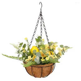 Dekorativa blommor Flowerpot Centerpieces Hanging Flower Planter Faux Baskets Artificial Plants in Basket