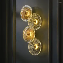 Wall Lamps Nordic Lamp Simple Unique Lights Shape Lotus Leaf Sconce Gold Living Room Bedside Aisle Round Light