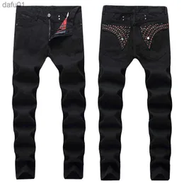 Men's Jeans 2020 new Mens Straight Slim Fit Biker Jeans With Zip men s clothing Distrressed Hole Streetwear Style luxury Robin Jeans L230520