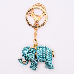 Keychains Thai 3D Cute Enamel-Elephant Keychain Crafts Key Chain Rhinestone-Crystal Animal Ring Bag Pendant Keyrings Jewelry