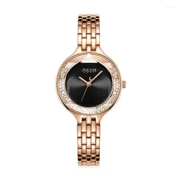 Armbandsur Julius Women's Watch Japan Mov't Hours Elegant Loose Rhinestones Fashion Clock rostfritt stål Armband Girl's Gift