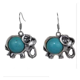 Charm Womens Elephant Tibetan Sier Turquoise örhängen GSTQE090 Fashion Gift National Style Women Diy Earring Drop Delivery Syckel Dhzxz