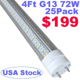 T8 LED Light Bulbs 4 Foot Type B Tube Light, Double Ended Power, Fluorescent Replacement 4FT LED Bulbs V-Shaped Clear Cover Bi-Pin G13 Base Ballast NO RF Driver crestech