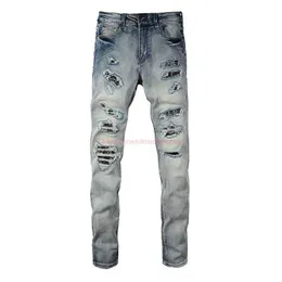 جينز مصمم الملابس Amires Jeans Denim Pants Amies Jeans Mens High Street American Style Sknife Conife Could Holes Carge Cashew Flower