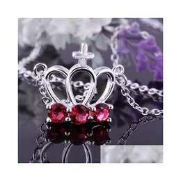 Подвесные ожерелья Crown Red Womens Sterling Sier Plate Coldace Fashion 925 с цепями GN614 Drop Delivery Dewelrants подвески Dhvej