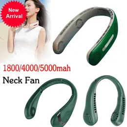 New New Portable 4000/5000mAh Hanging Neck Fan Foldable Summer Air Cooling USB Rechargeable Bladeless Mute Neckband Fans Outdoor