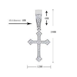 Mode Trendy Hip Hop Cross Pendant Halsband med repkedjans halsband Iced Out Bling CZ PAVED ROCK COOL MEN KVINNER KLARM