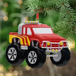 Personalized Blue Red Green Monster Truck Kids Christmas Ornament Home Decoration Gift for Grandson Granddaughter Daughter Son