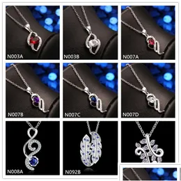 Pendant Necklaces Arrival Fashion Womens Gemstone 925 Sier Plated 10 Pieces Mixed Style Wholesale Sterling Drop Delivery Jewelry Pend Dhwhg