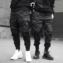 Herrbyxor 2023 Hip Hop Boy Multi-Pocket Elastic Midje Design Harem Pant Men Streetwear Punk Casual Trousers Jogger Man Dancing Black