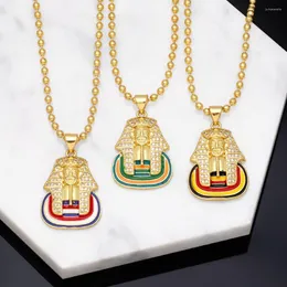Pendant Necklaces Copper Zircon Ancient Egypt Pharaoh Necklace For Women Men Gold Plated Beads Short Egyptian Religious Jewelry Nkeb247