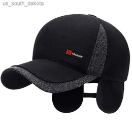 Ball Caps New Winter Dad Hats Men's Baseball Cap Thicken Cotton Warm Snapback Caps For Men Windproof Ear Protection With Earflap Hat L230523