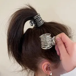 Ruoshui kvinna lyx metall ring design hår klor barrettes hårnålar flickor hästsvans hårklipp hårgrip damer hårtillbehör