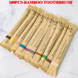 Cepillo de dientes 50/100 Uds cepillos de dientes de bambú cerdas suaves productos ecológicos cepillo de dientes de madera para adultos grabado láser personalizado 230524