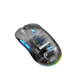 TOPSYLE TGM-M2W Bluetooth 2.4G bezprzewodowe i przewodowe 3 tryb myszy przezroczystą skorupę z RGB Light 6 Dostosowane przyciski