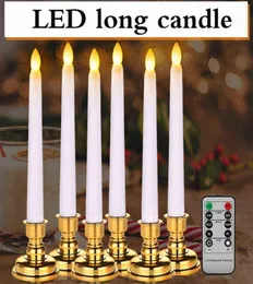 Светодиодные полезные конусные свечи длинные свечи с свечами и удаленная батарея, управляемая для рождественского декора на день рождения H8447781
