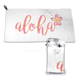 Aloha hawaii plumeria akvarell blommor tvättdukar bad ansiktshandduk aloha blommig citat hej hawaiin akvarell sommartid
