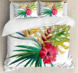 Bedding Sets Floral Duvet Cover Set Wild Tropical Orchid Flower Large Leaves Exotic Tropic Petals Picture Decorative 3 Piece6526837