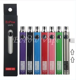 3PCS ECPOW UGO VAPES UGO-V3 VV BATERAGEM DE PREATIVA DE 14MM DIÁTILO 3.3-4.0V Volt e CIG 510 Vaporizer Pen Factory Preço Direct Direct