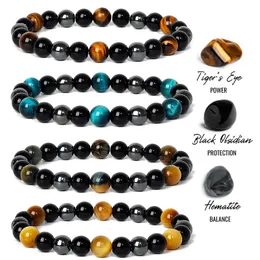 8MM colorful Tiger Eye Hematite Bracelets Black Stone Bead Magnetic Protection Bracelets Soul Jewelry Pulsera