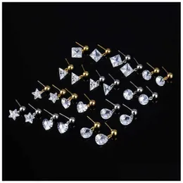 Stud Simple Water Drop Zircon Earrings GSFE060 Fashion Style Gift Fit Women Diy Jewelry Earring Delivery DHSFD