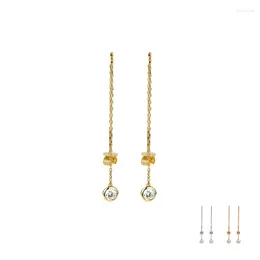 Brincos de costas baihe sólido 14k de ouro amarelo 0,10ct 2/0,15ct 2/0,20ct 2 h/si/são de diamante natural longa para mulheres jóias finas da moda