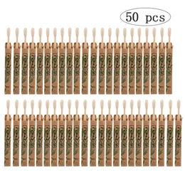 Toothbrush 50pcs Natural Bamboo Toothbrush Wood Toothbrushes Soft Bristles Capitellum Fiber Teeth brush Eco-Friendly Oral Tooth Care 230524